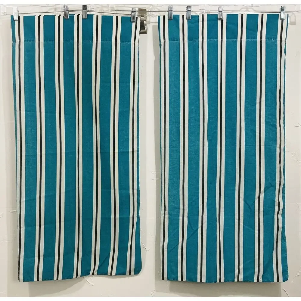 2 Westpoint Stevens King Teal Green & white Striped pillowcase Vintage 80s Black